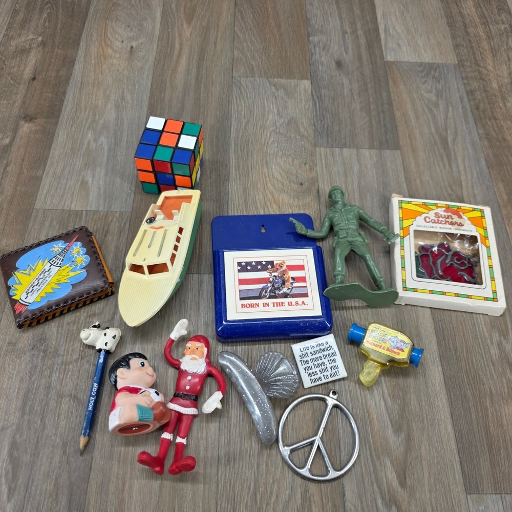 Vintage Junk Drawer Lot 80s 90s Toys Magna Pocket McDonald's Sun Catcher Knoebel